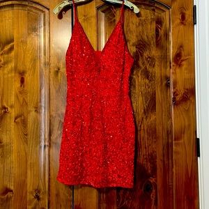 Red sequin mini dress perfect for prom